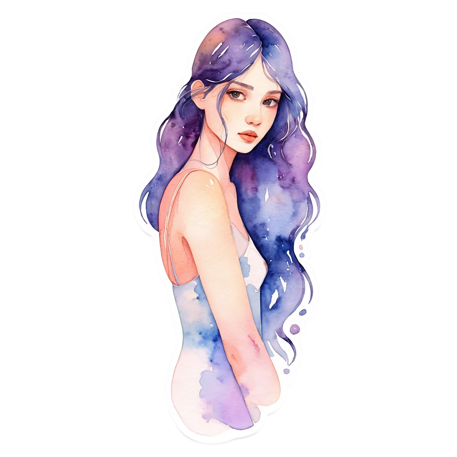 Girl watercolor sticker isolated on transparent background #17811