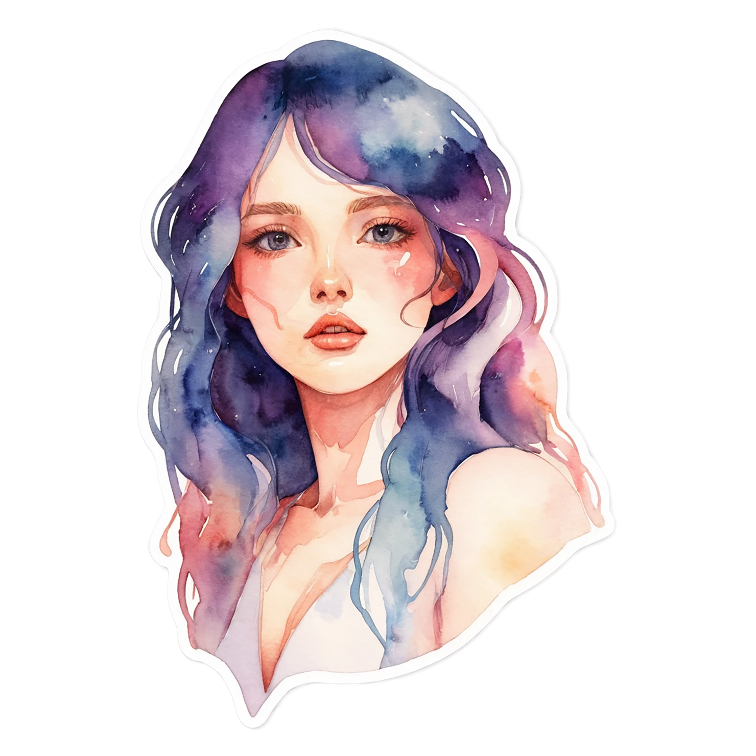 Girl watercolor sticker isolated on transparent background #17812