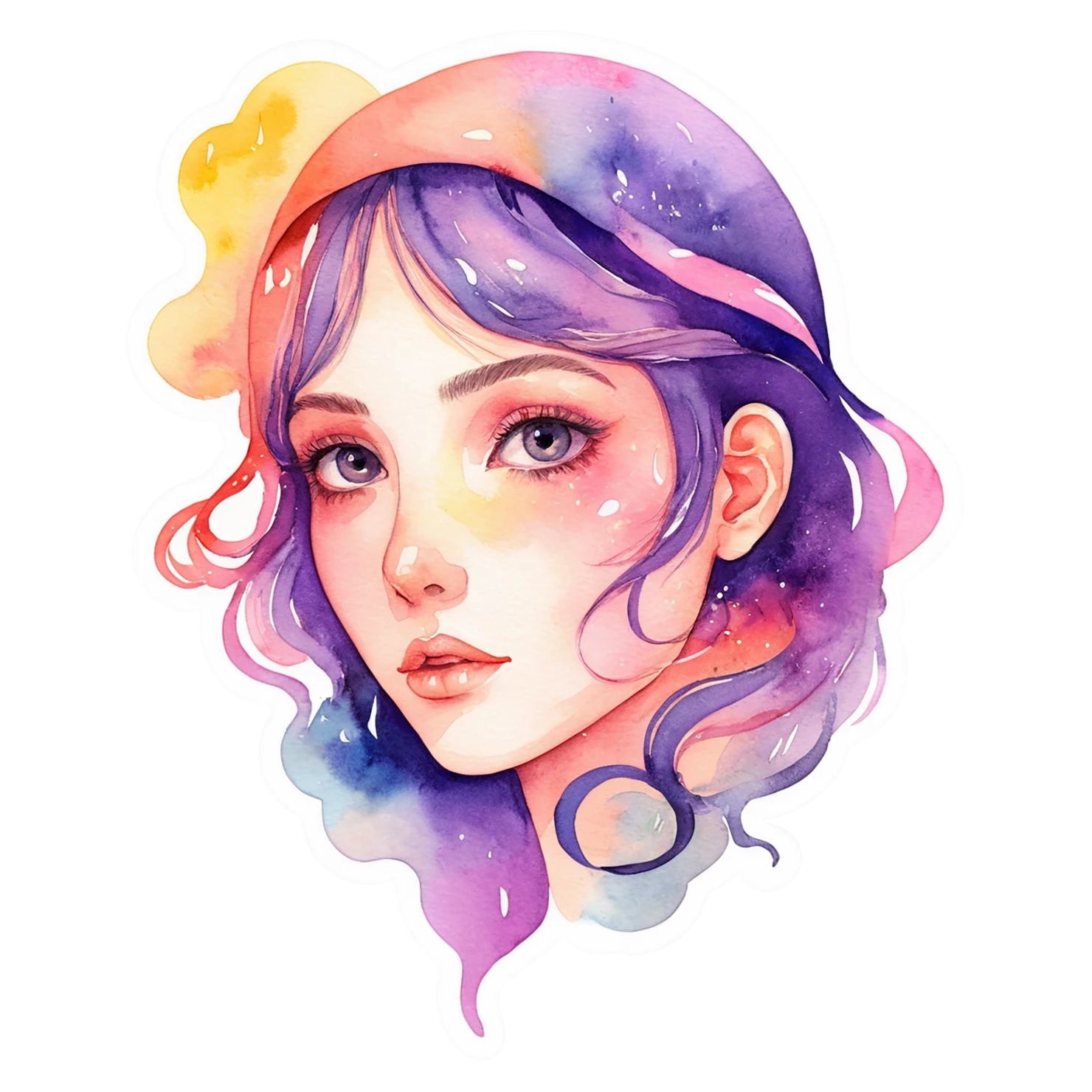 Girl watercolor sticker isolated on transparent background #17814
