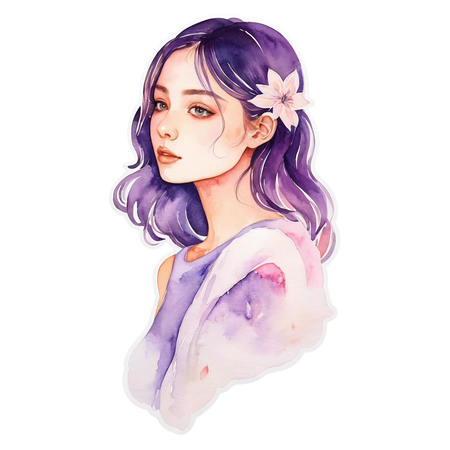 Girl watercolor sticker isolated on transparent background #17815