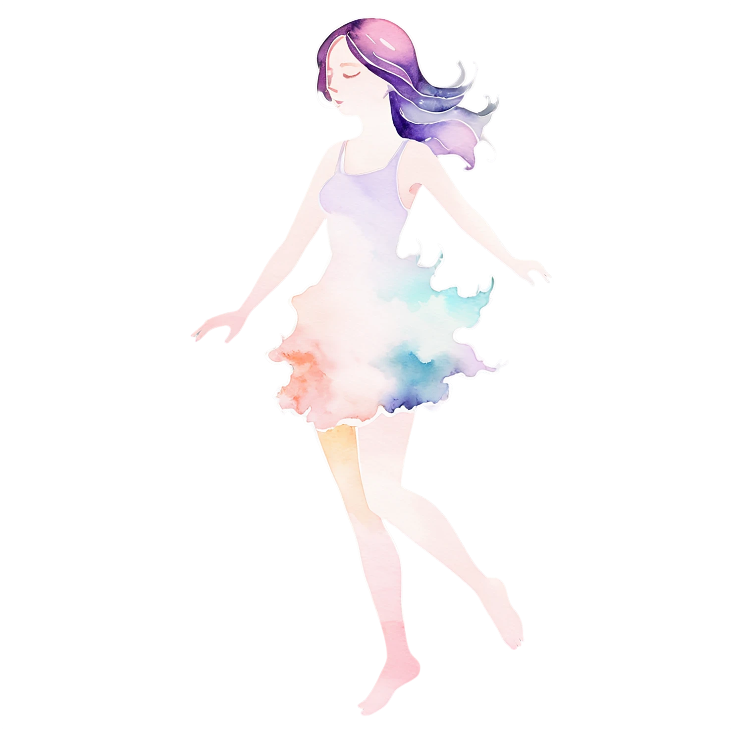 Girl watercolor sticker isolated on transparent background #17816