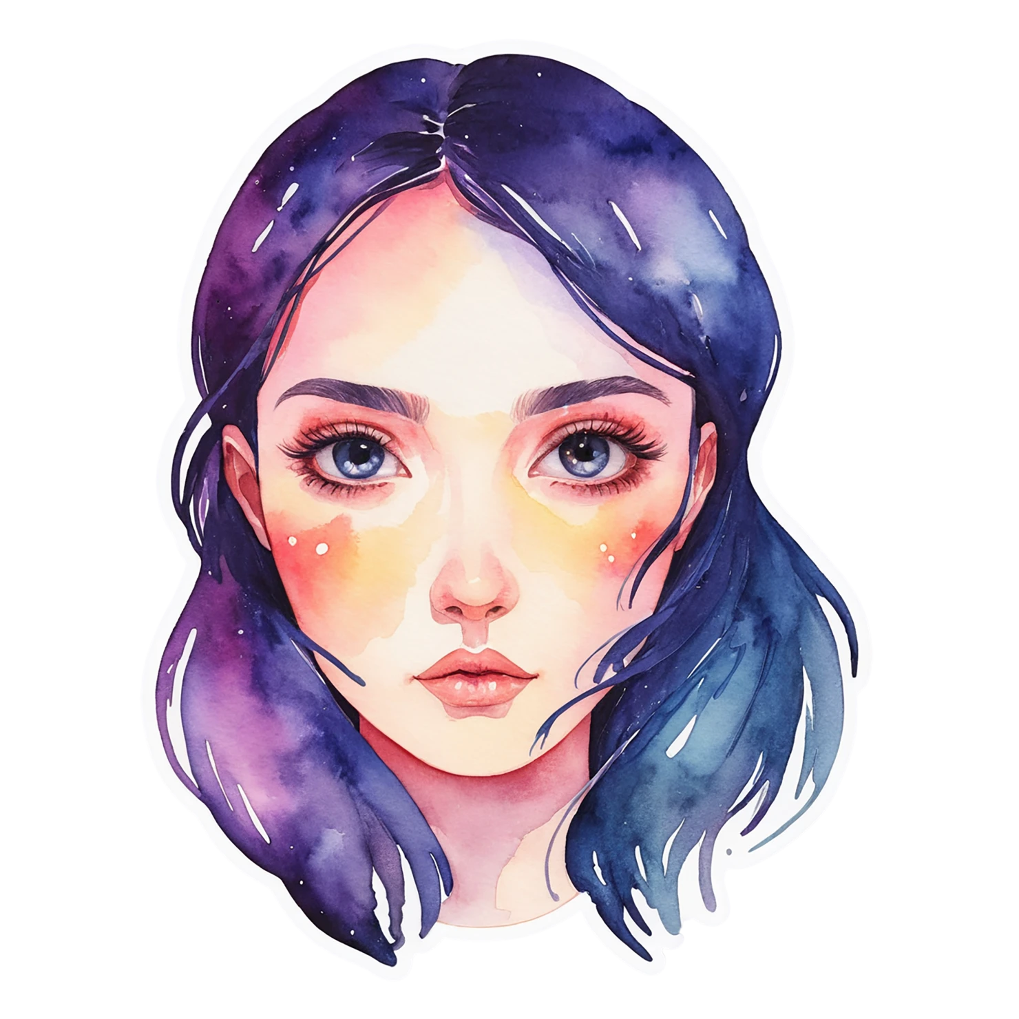 Girl watercolor sticker isolated on transparent background #17817