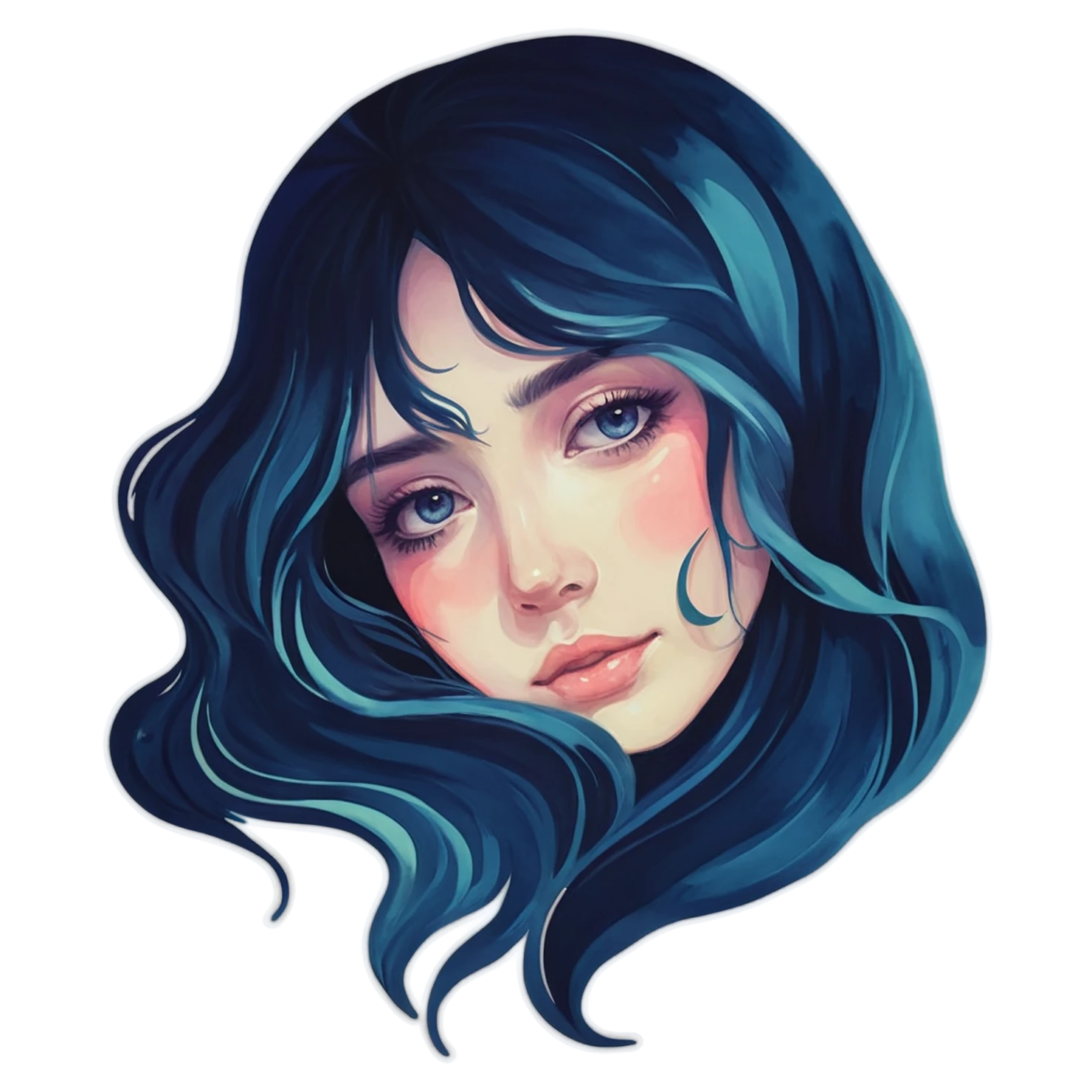 Girl watercolor sticker isolated on transparent background #17822