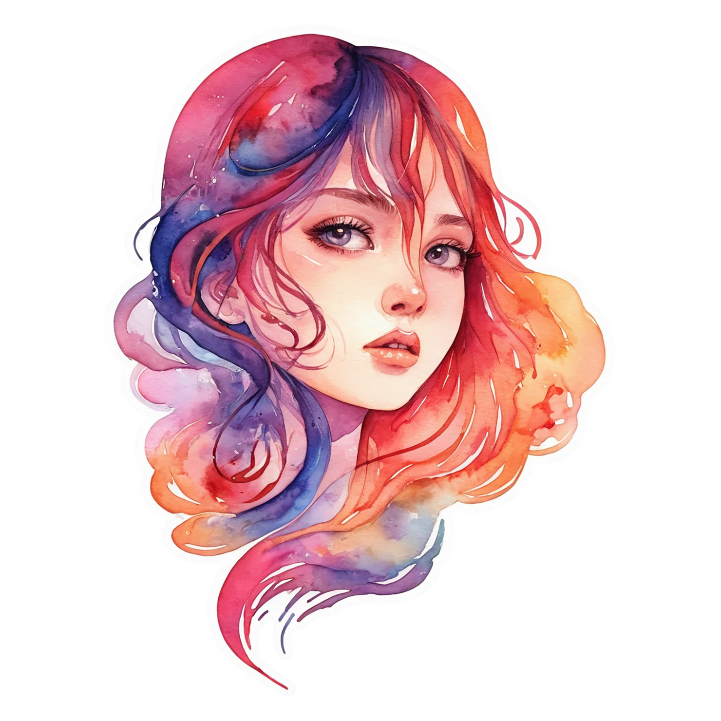Girl watercolor sticker isolated on transparent background #17825