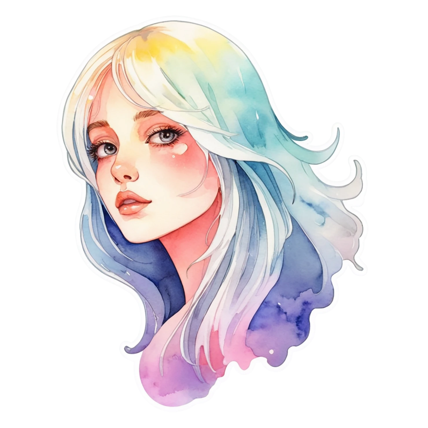 Girl watercolor sticker isolated on transparent background #17831