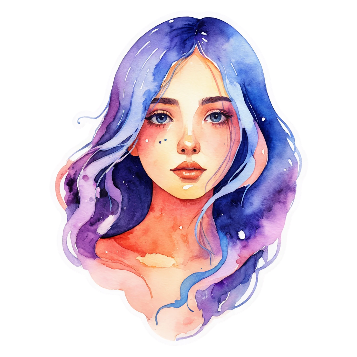Girl watercolor sticker isolated on transparent background #17832