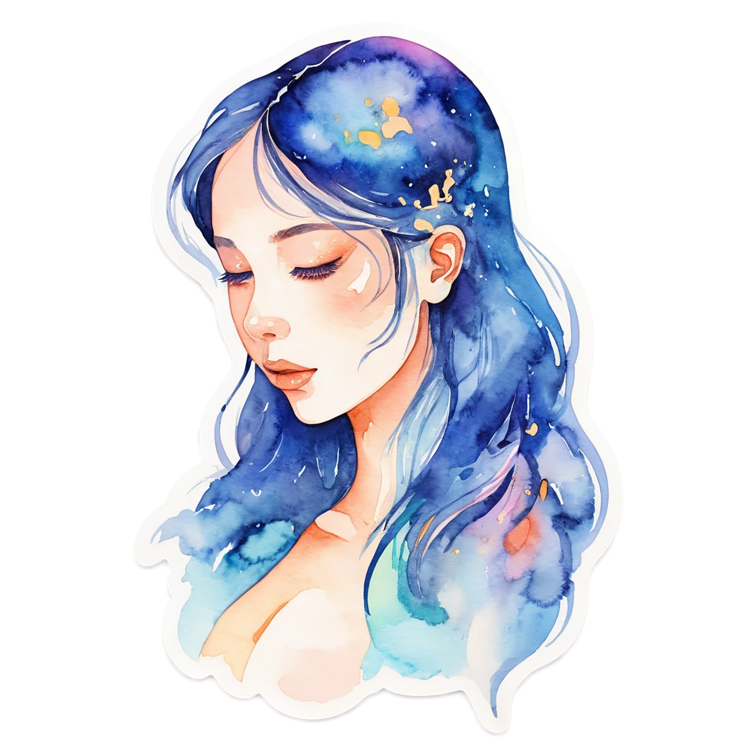 Girl watercolor sticker isolated on transparent background #17834