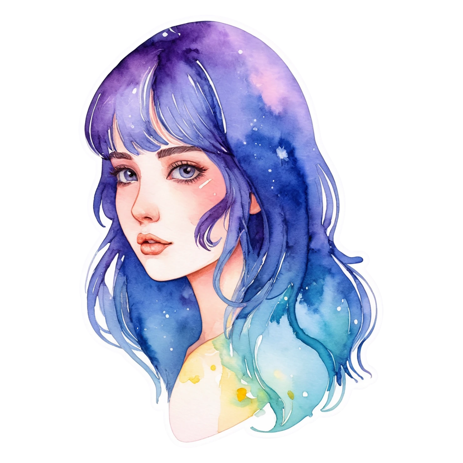 Girl watercolor sticker isolated on transparent background #17835