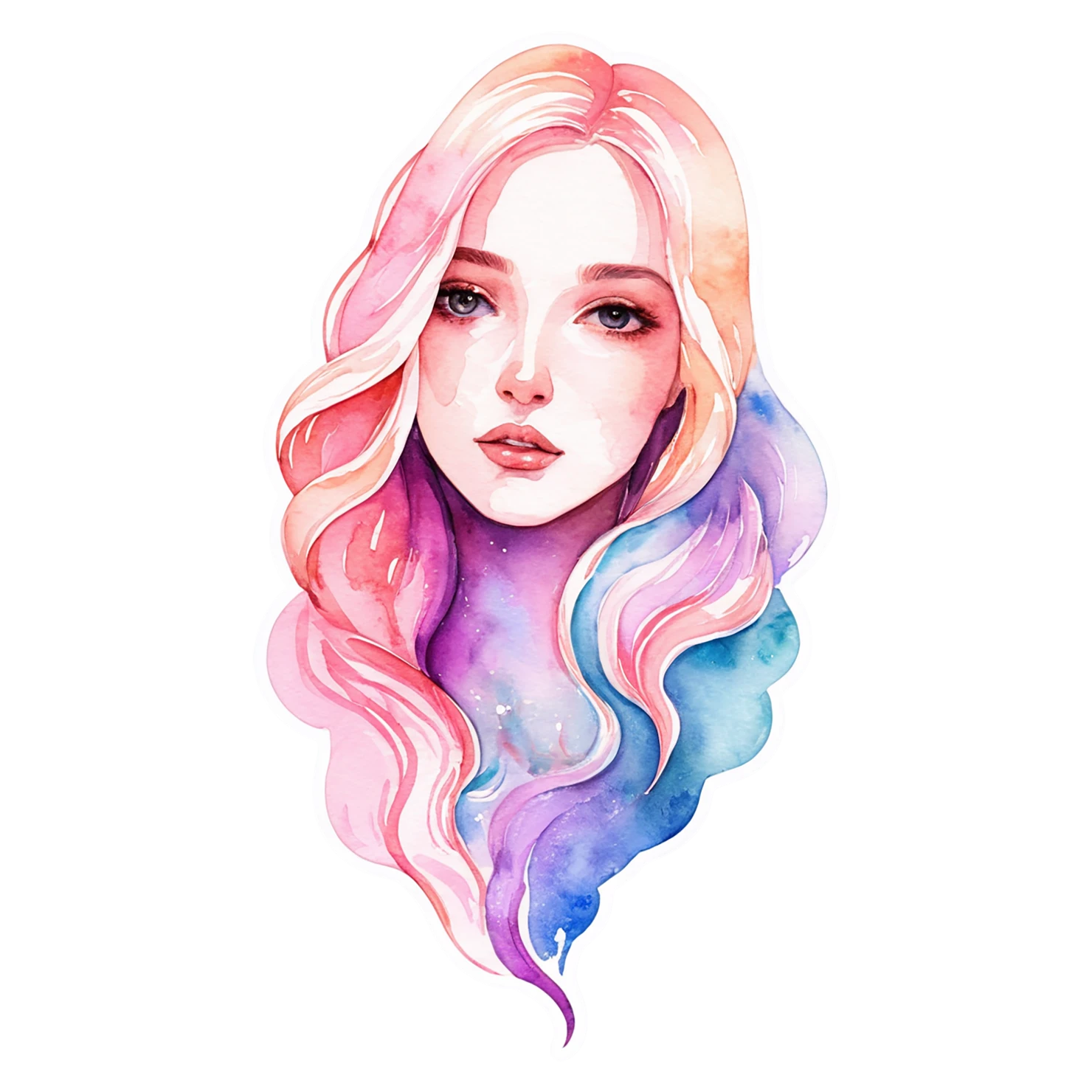 Girl watercolor sticker isolated on transparent background #17837
