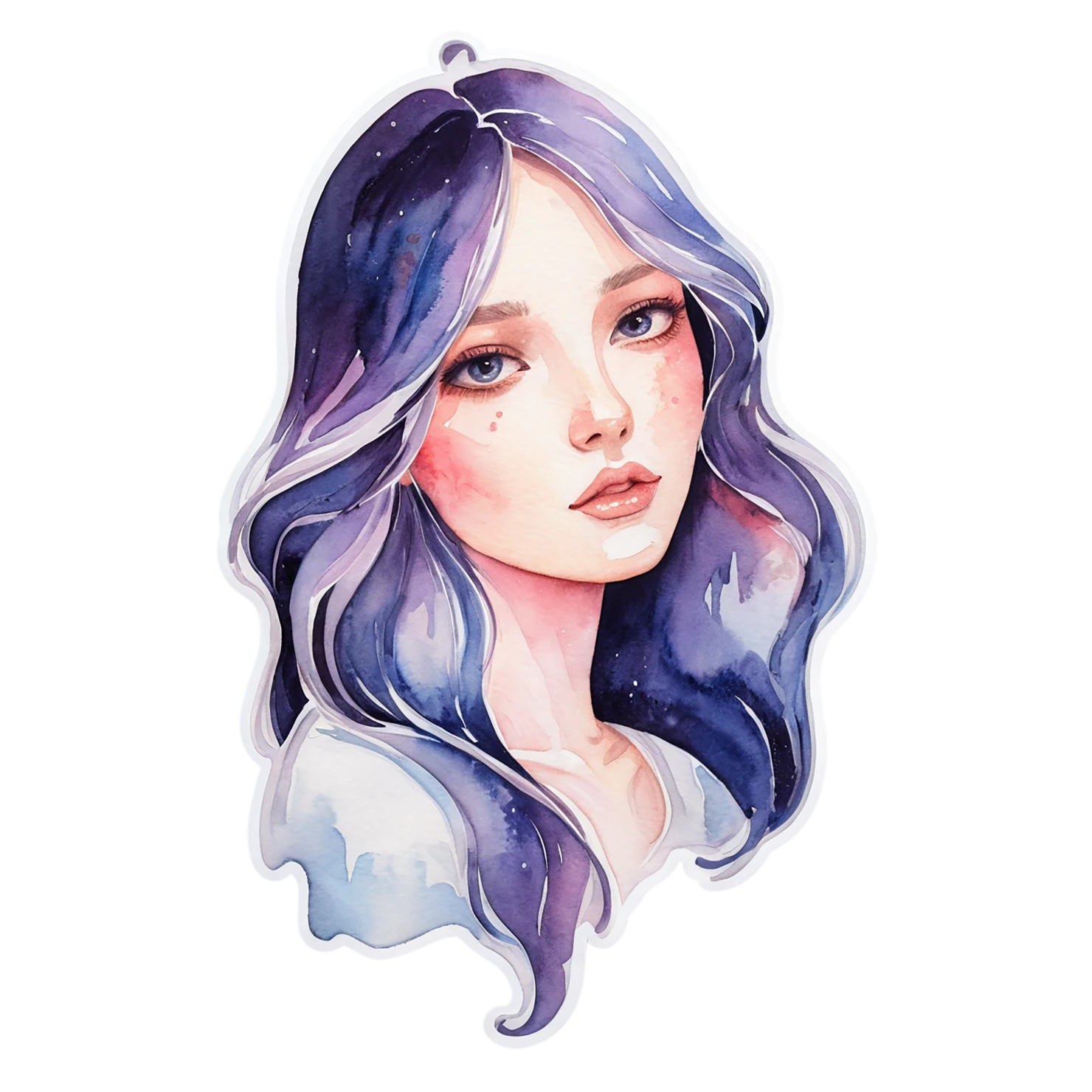Girl watercolor sticker isolated on transparent background #17838