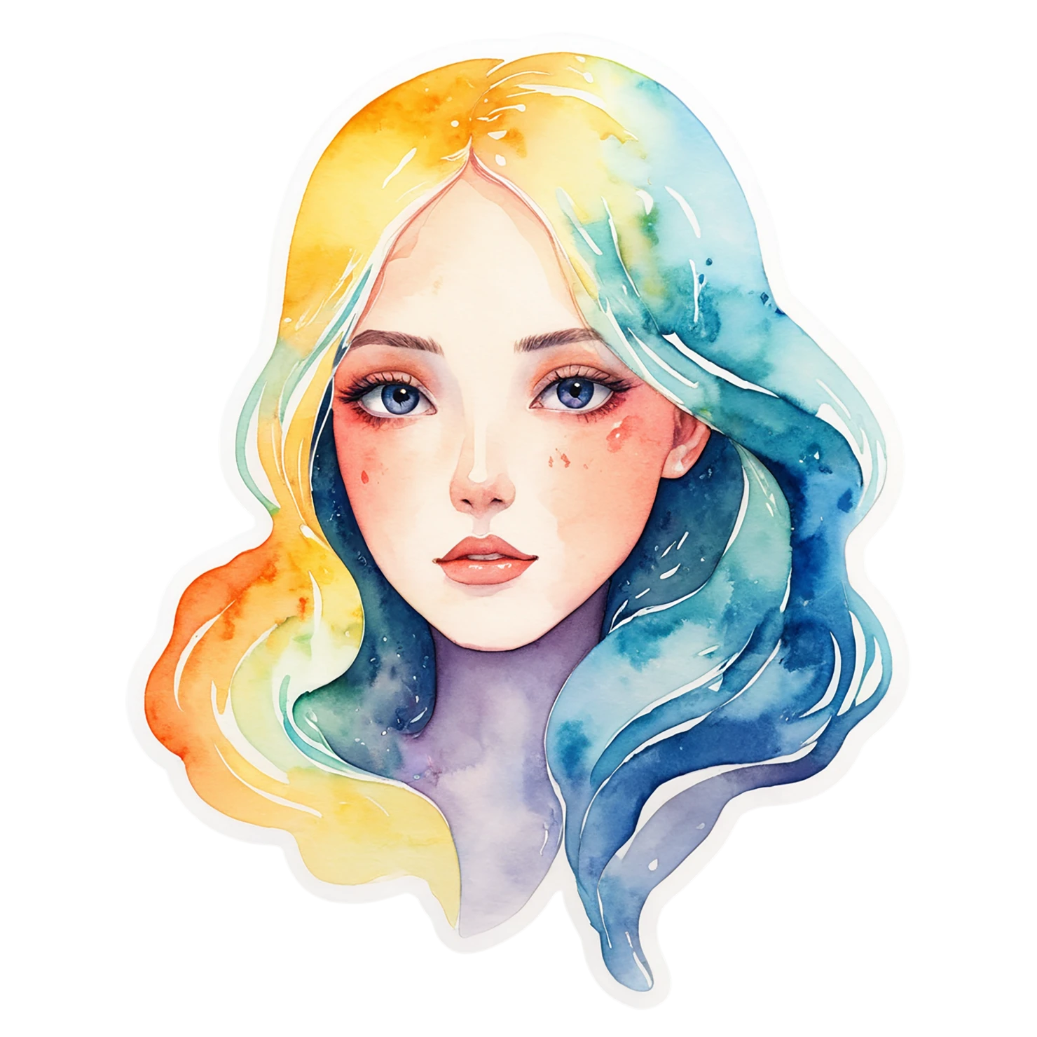Girl watercolor sticker isolated on transparent background #17839