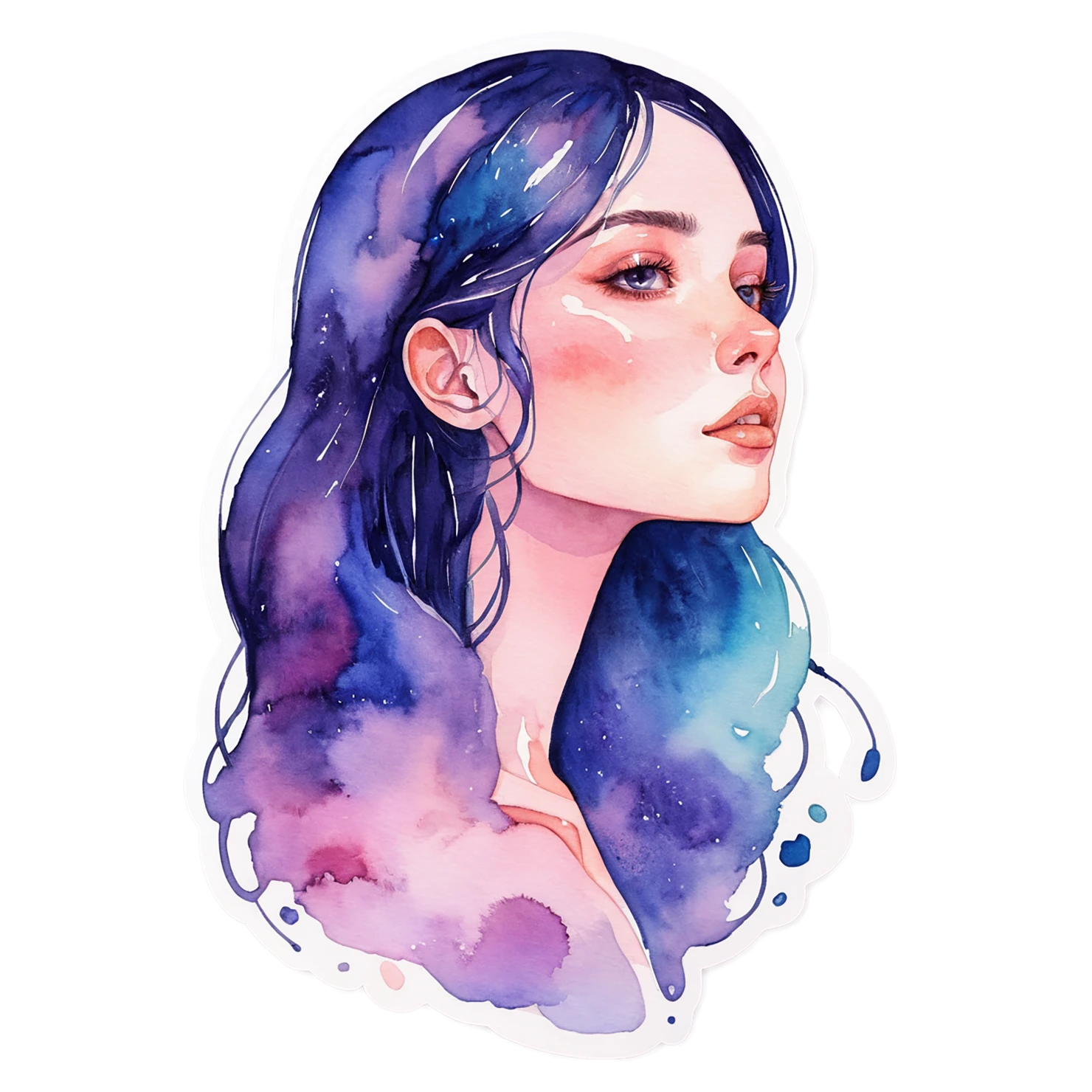 Girl watercolor sticker isolated on transparent background #17843