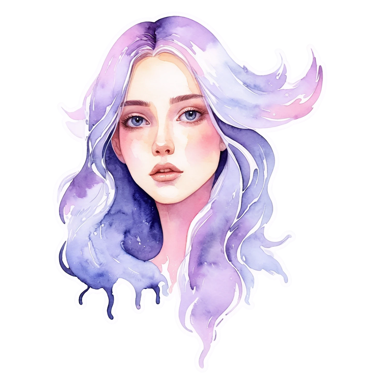 Girl watercolor sticker isolated on transparent background #17844
