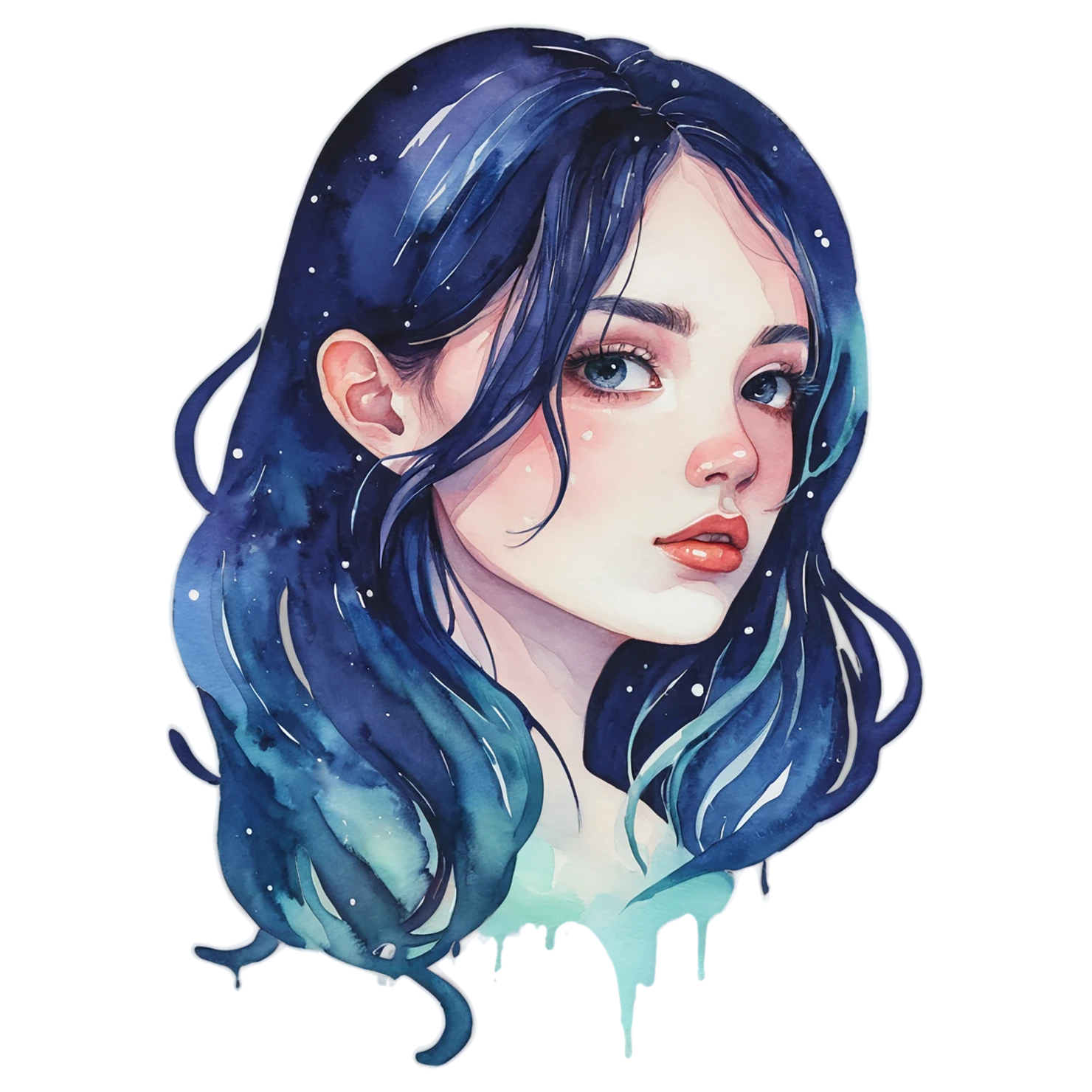 Girl watercolor sticker isolated on transparent background #17845