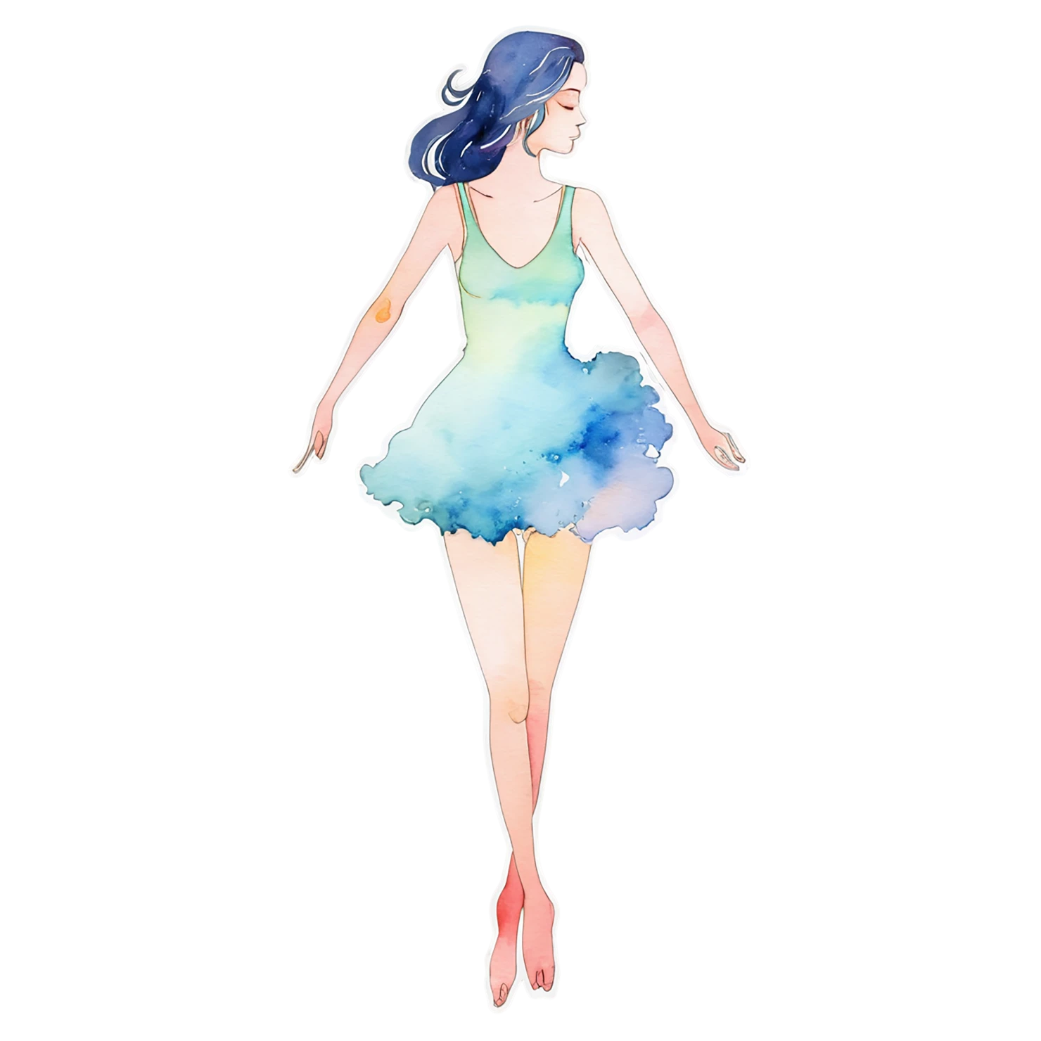 Girl watercolor sticker isolated on transparent background #17847