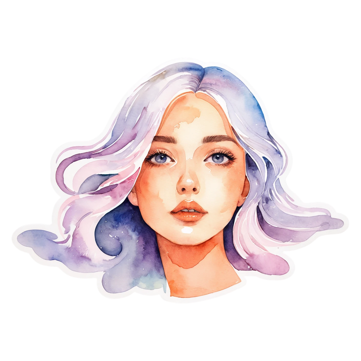 Girl watercolor sticker isolated on transparent background #17850
