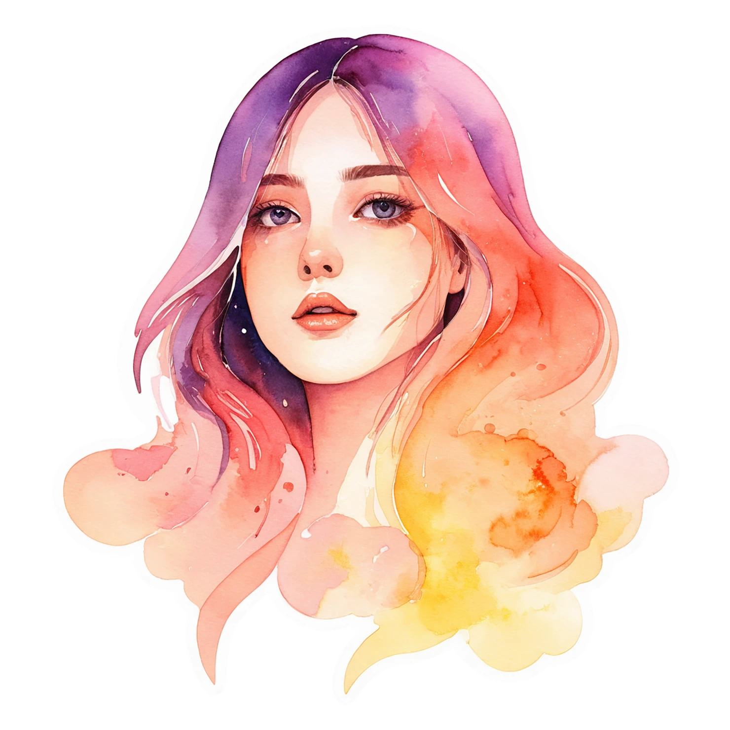 Girl watercolor sticker isolated on transparent background #17852