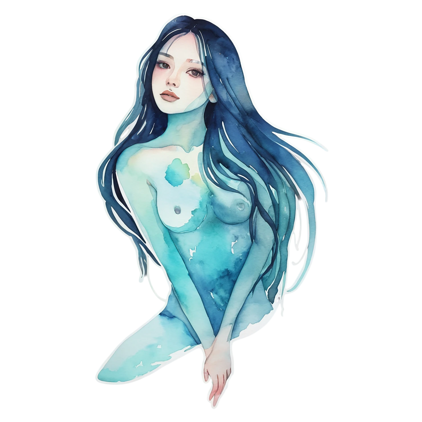 Girl watercolor sticker isolated on transparent background #17853