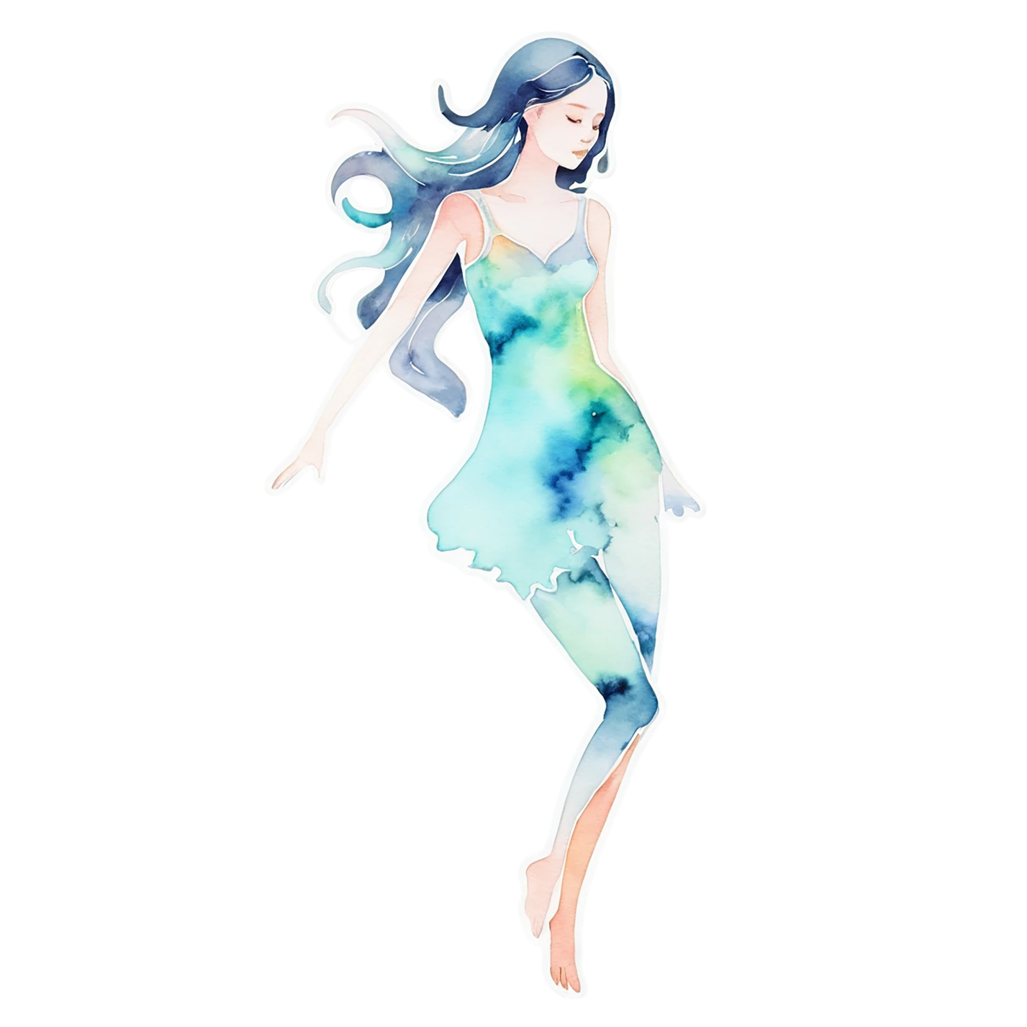 Girl watercolor sticker isolated on transparent background #17854