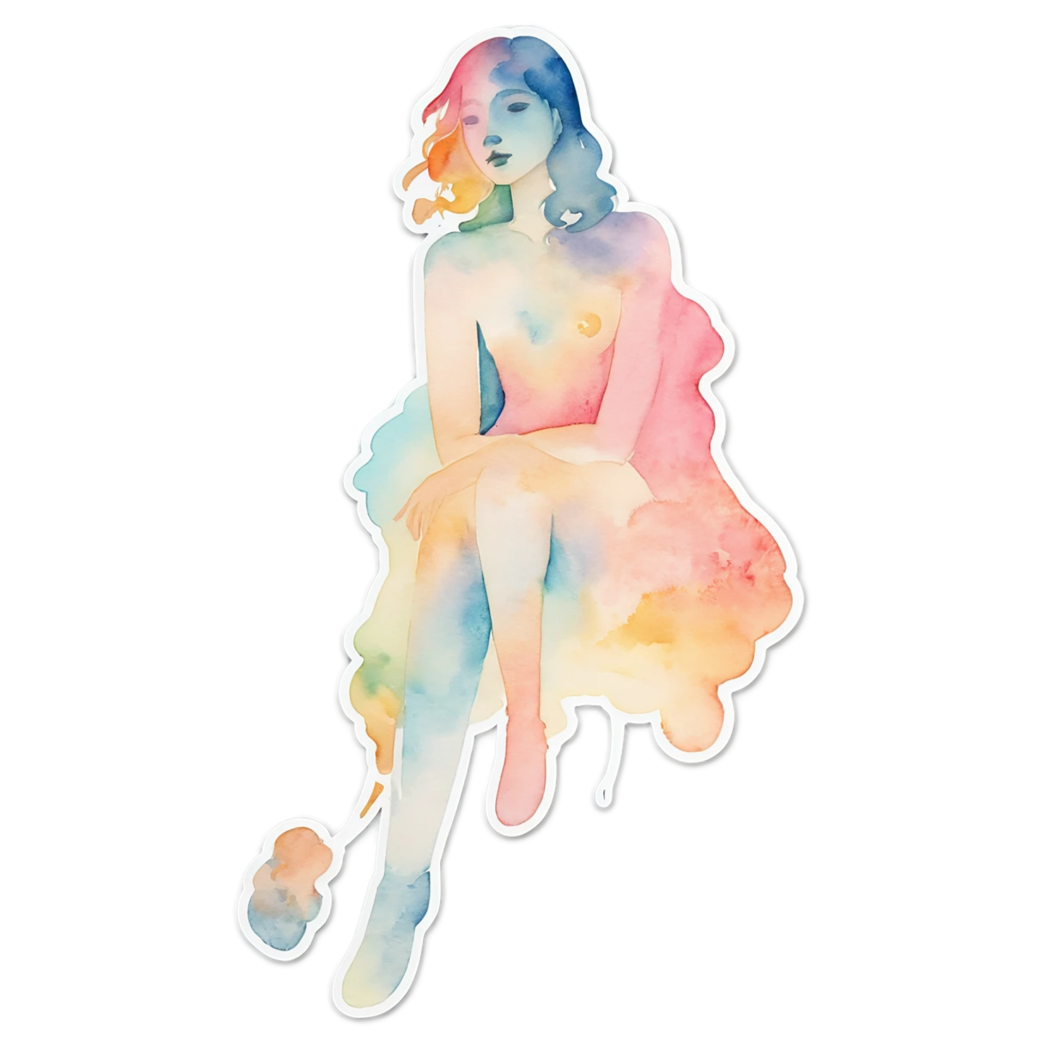 Girl watercolor sticker isolated on transparent background #17856