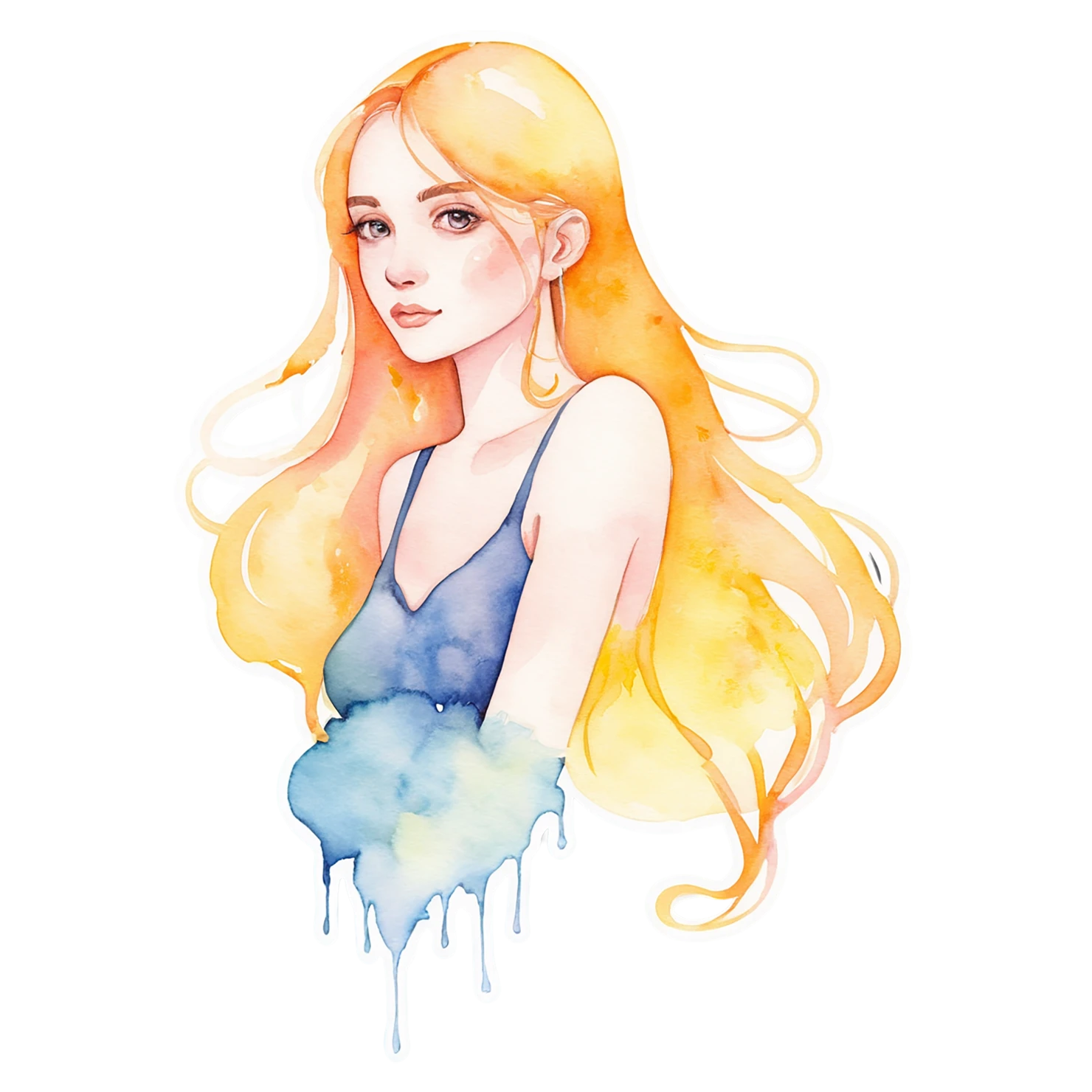 Girl watercolor sticker isolated on transparent background #17857