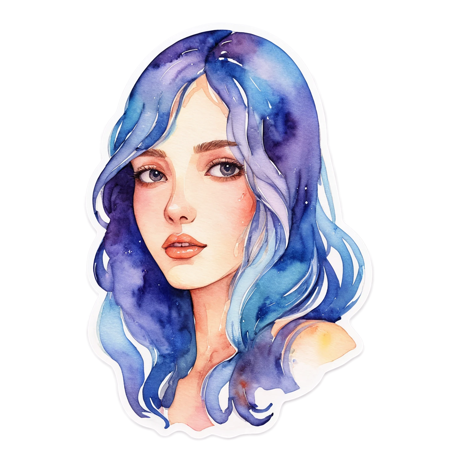Girl watercolor sticker isolated on transparent background #17859