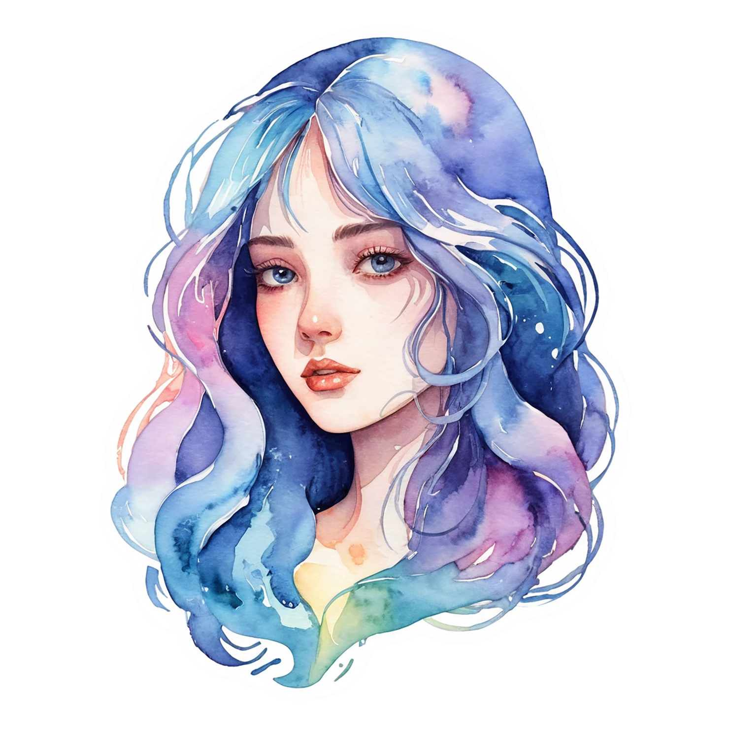 Girl watercolor sticker isolated on transparent background #17860