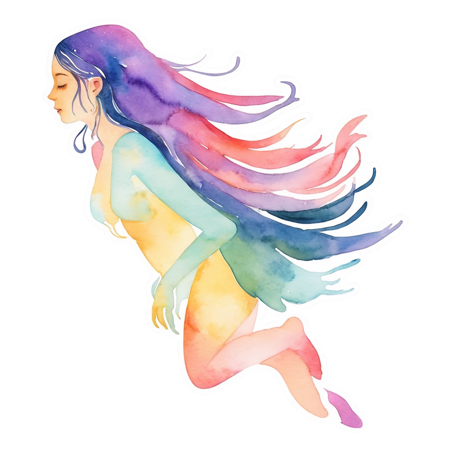 Girl watercolor sticker isolated on transparent background #17861