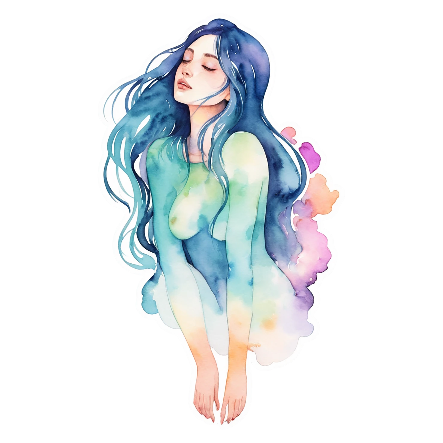 Girl watercolor sticker isolated on transparent background #17862