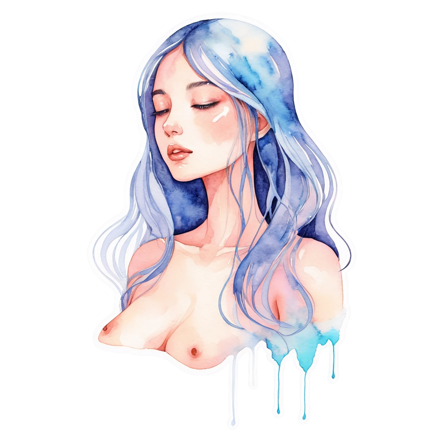 Girl watercolor sticker isolated on transparent background #17864