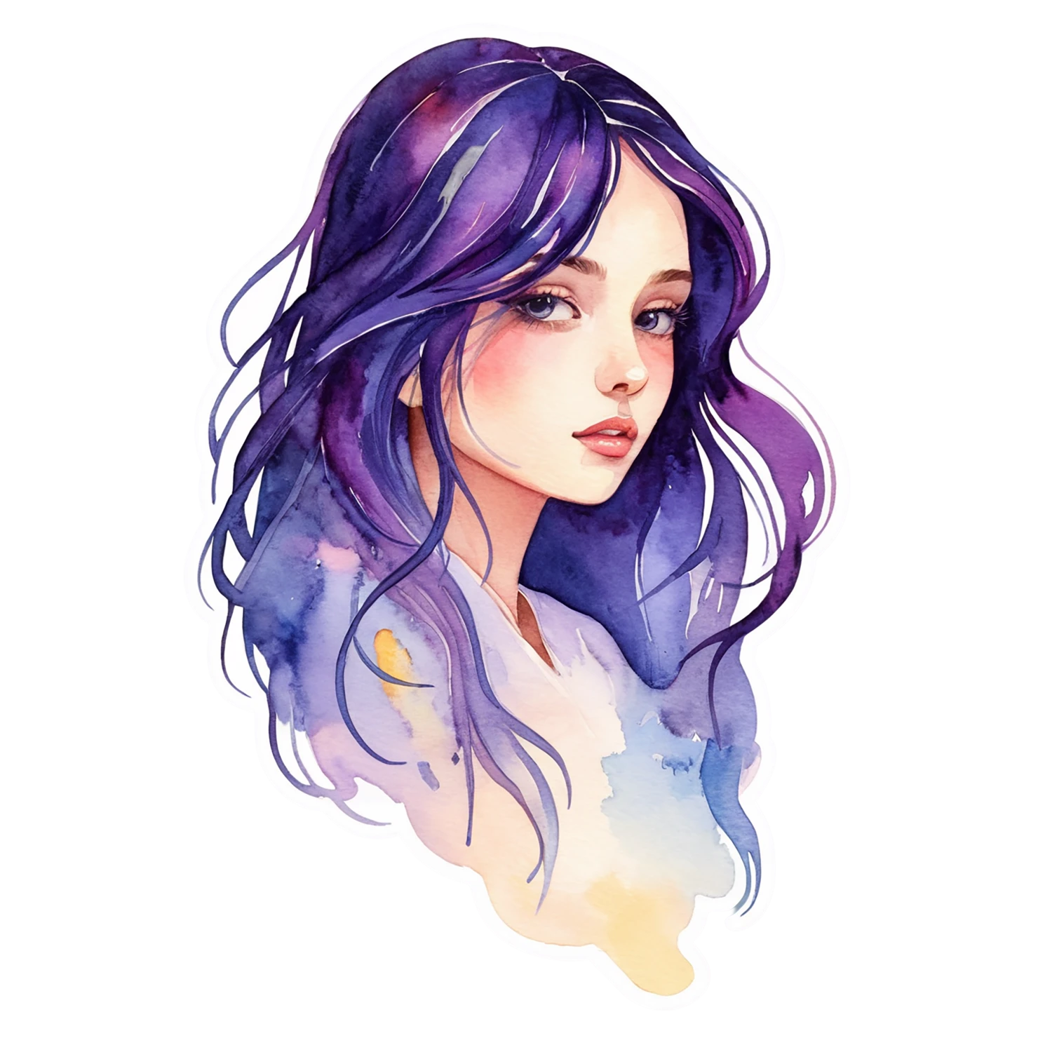 Girl watercolor sticker isolated on transparent background #17865