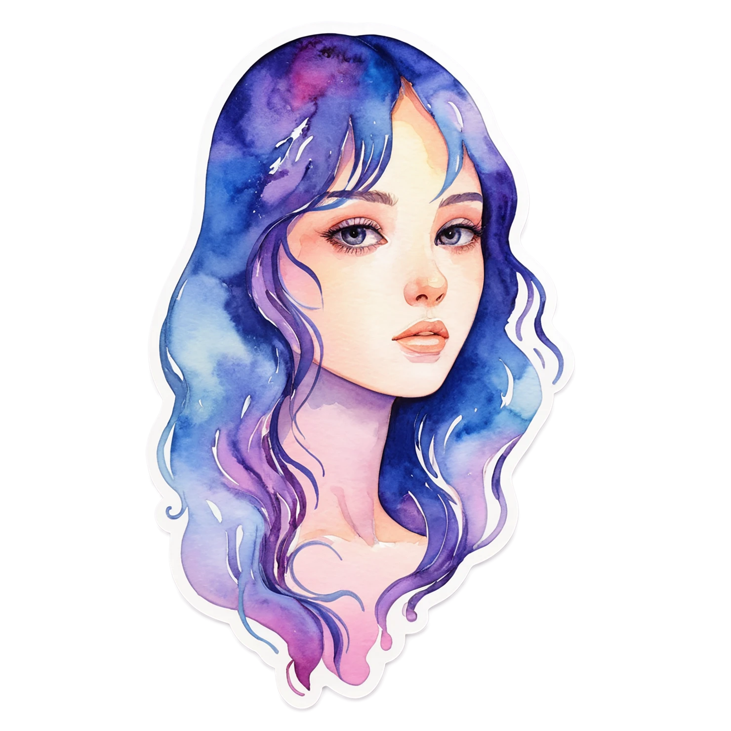 Girl watercolor sticker isolated on transparent background #17866