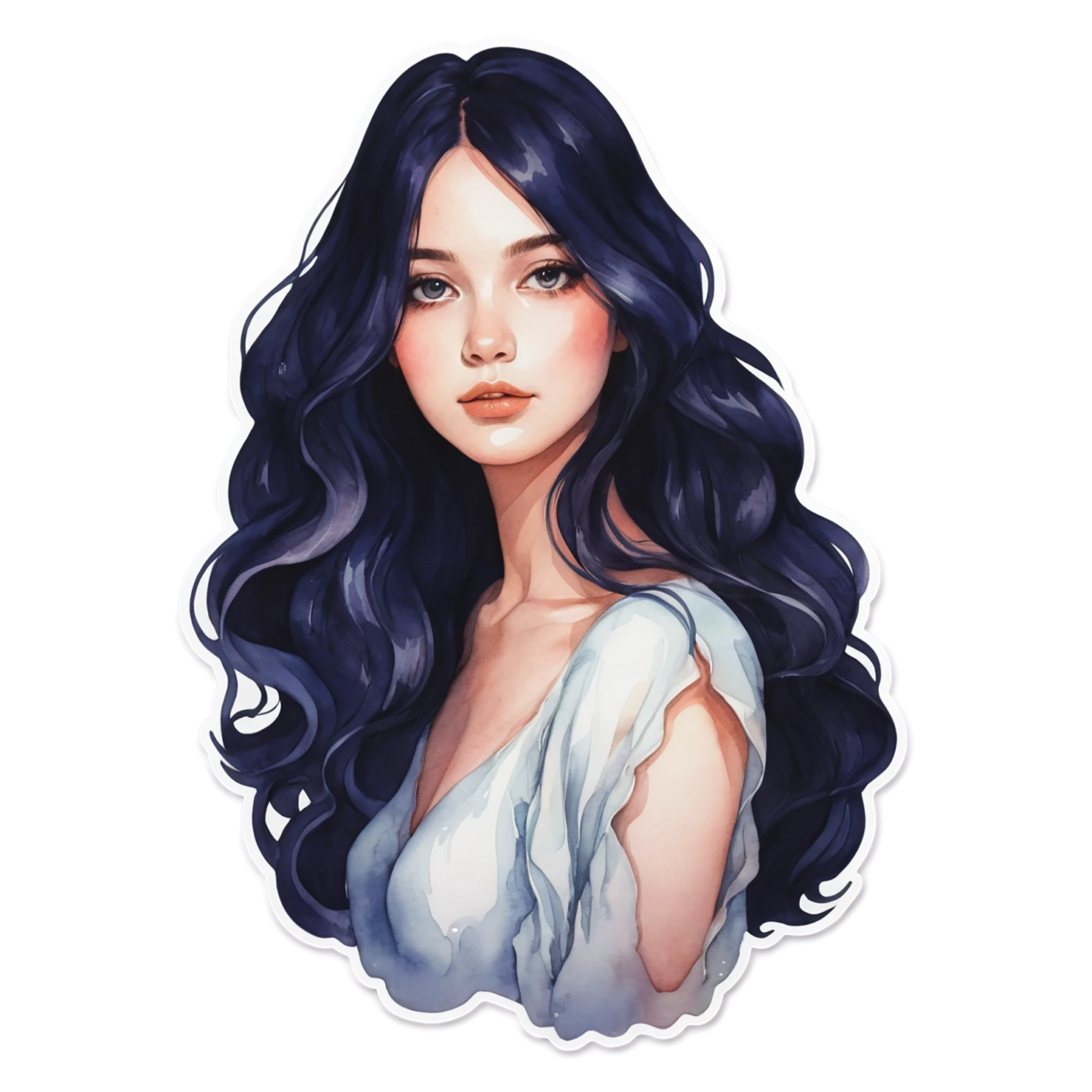 Girl watercolor sticker isolated on transparent background #17867