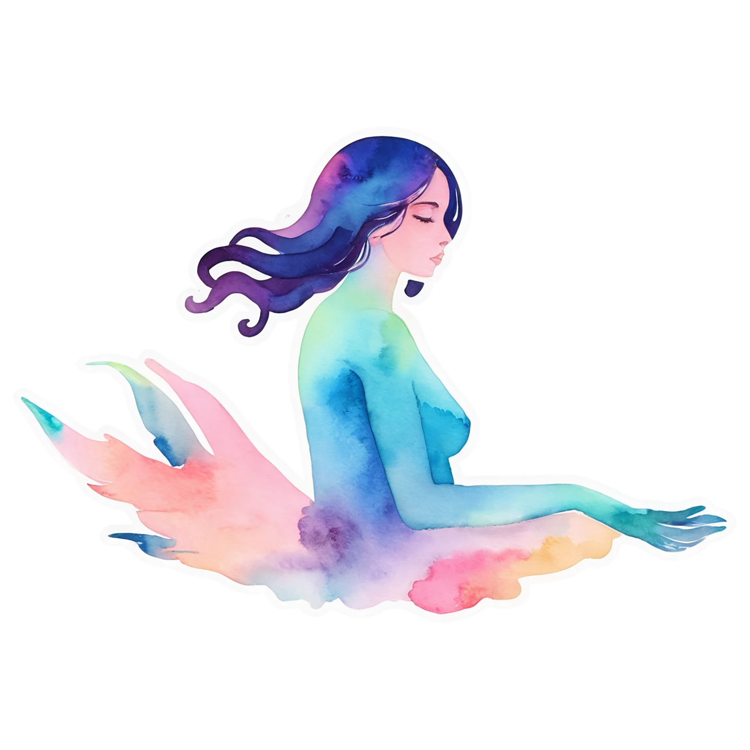 Girl watercolor sticker isolated on transparent background #17868