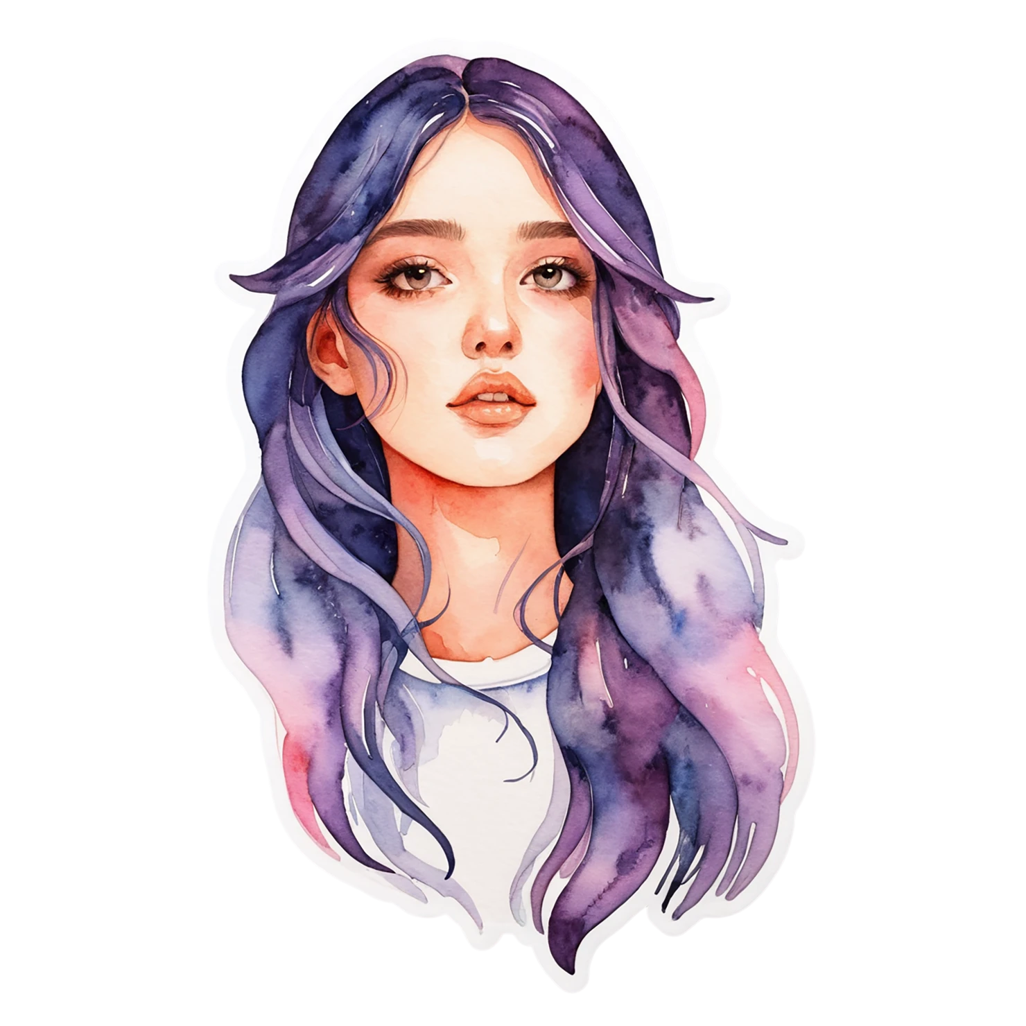 Girl watercolor sticker isolated on transparent background #17869