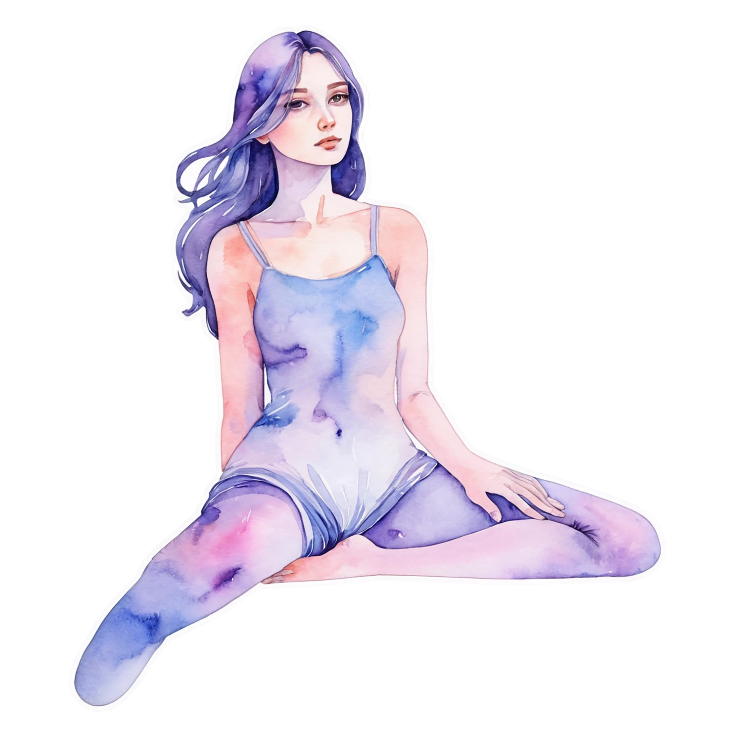 Girl watercolor sticker isolated on transparent background #17871