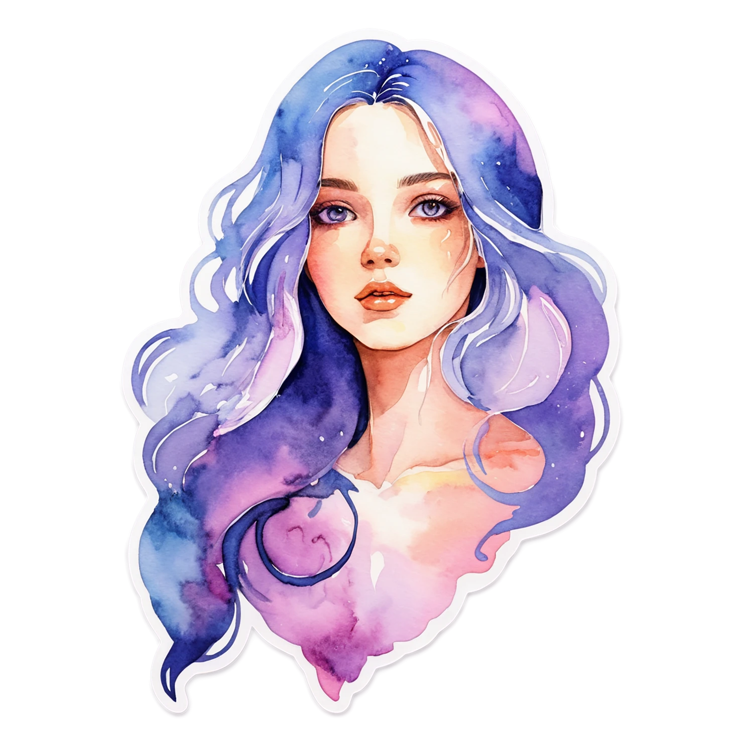 Girl watercolor sticker isolated on transparent background #17875