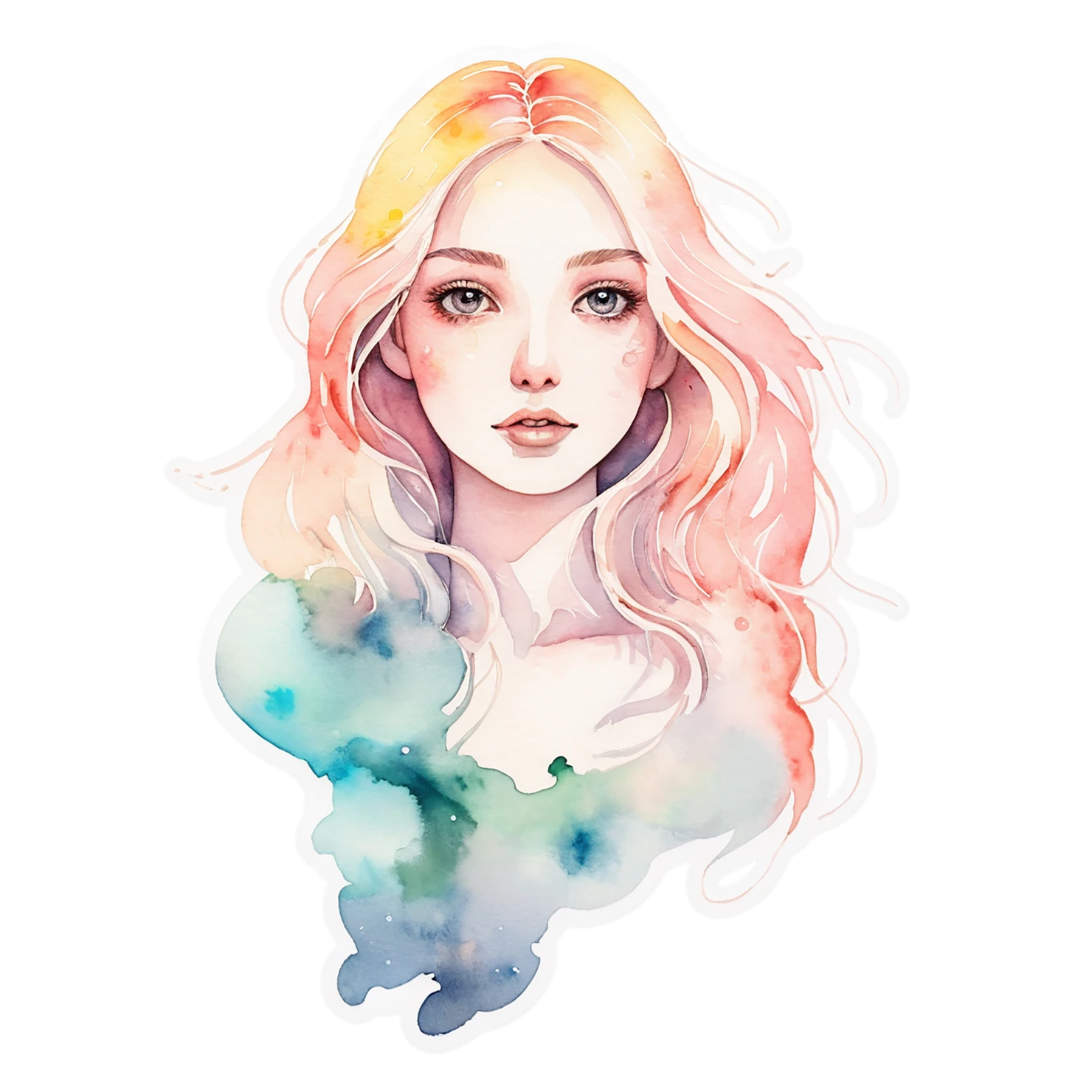 Girl watercolor sticker isolated on transparent background #17877