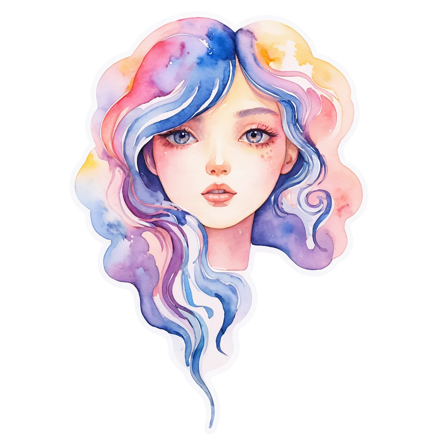 Girl watercolor sticker isolated on transparent background #17878