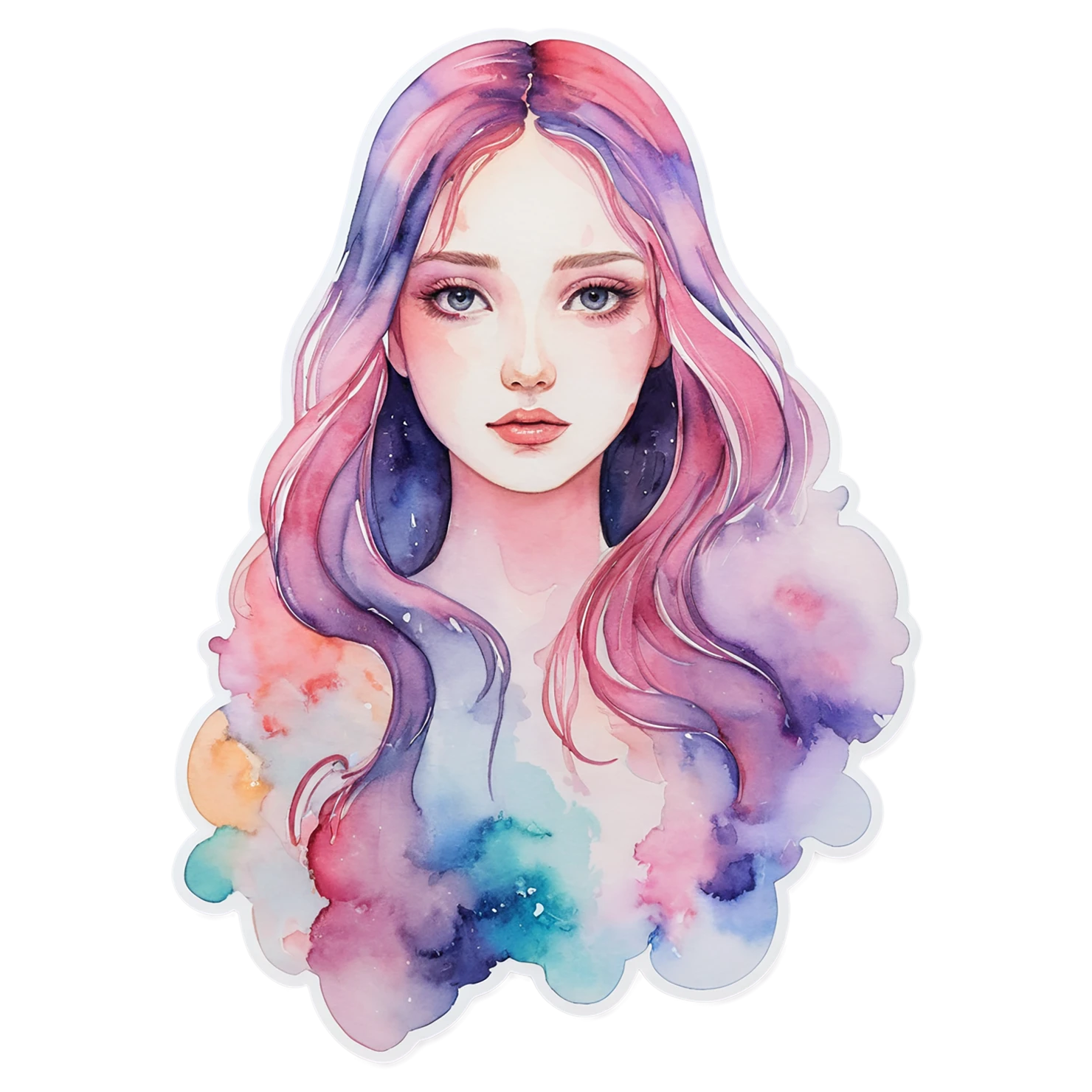 Girl watercolor sticker isolated on transparent background #17881