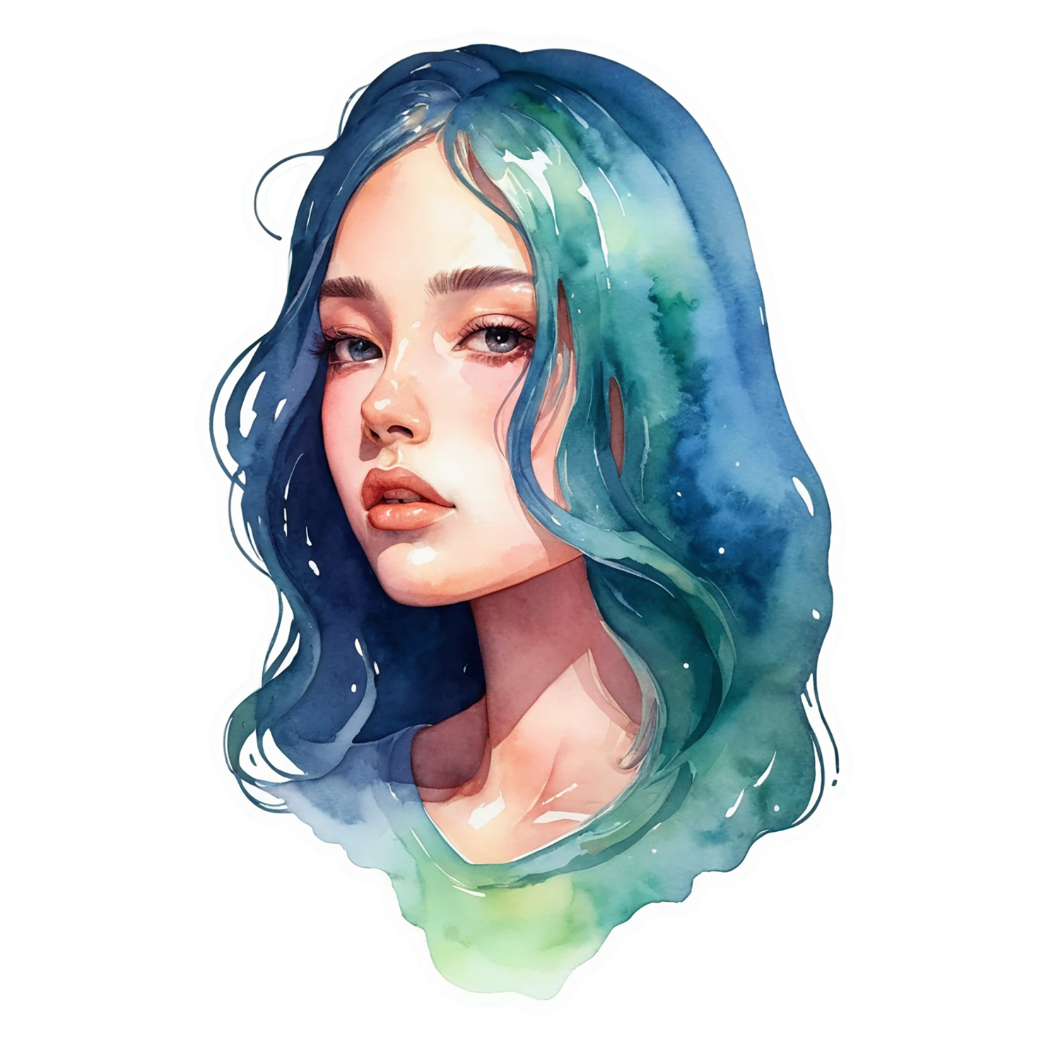Girl watercolor sticker isolated on transparent background #17884