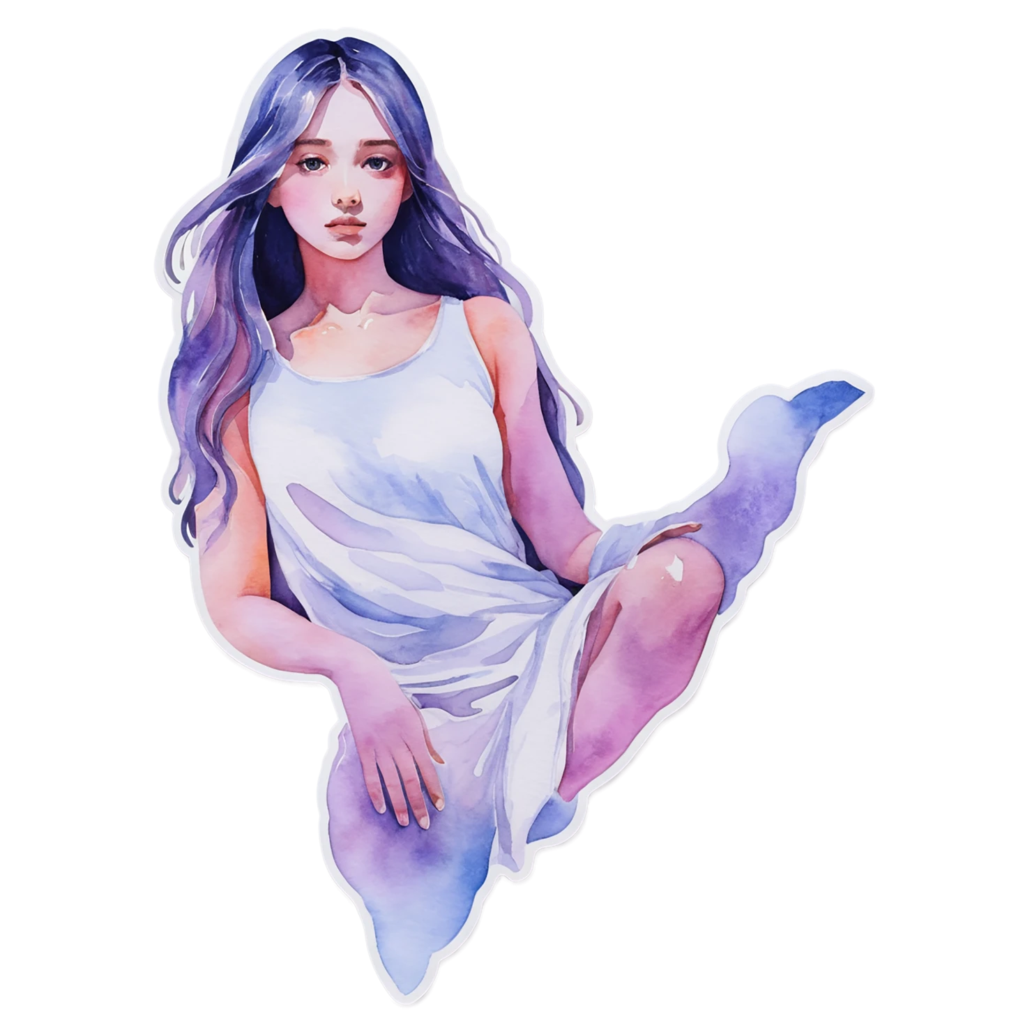 Girl watercolor sticker isolated on transparent background #17886