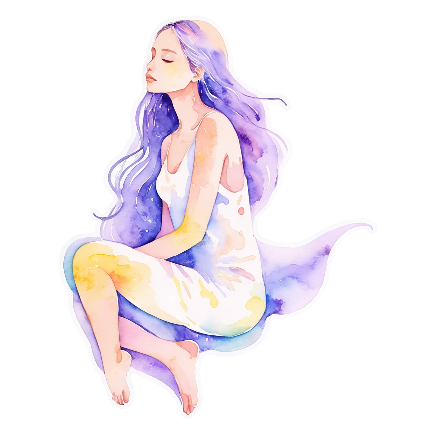 Girl watercolor sticker isolated on transparent background #17892
