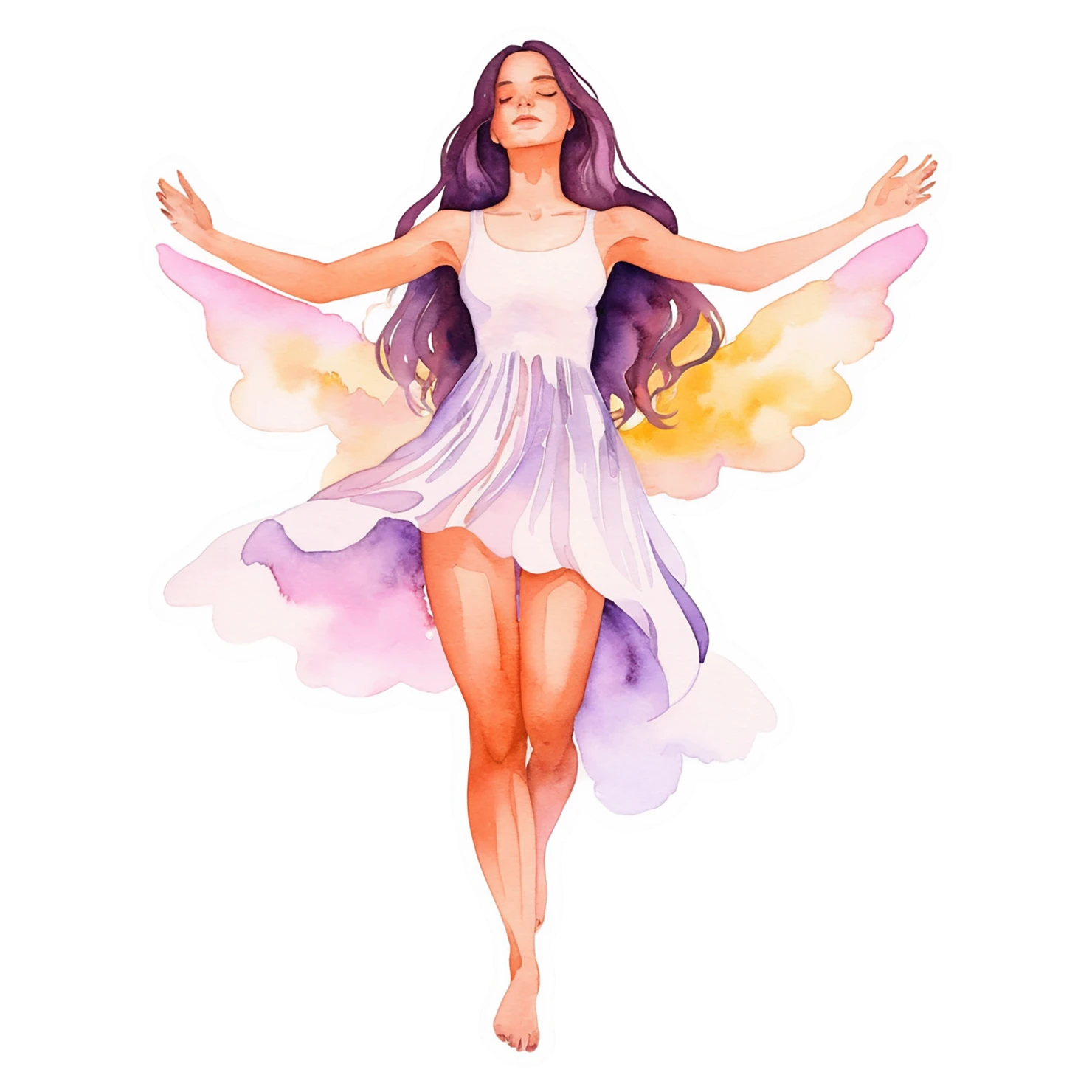Girl watercolor sticker isolated on transparent background #17895