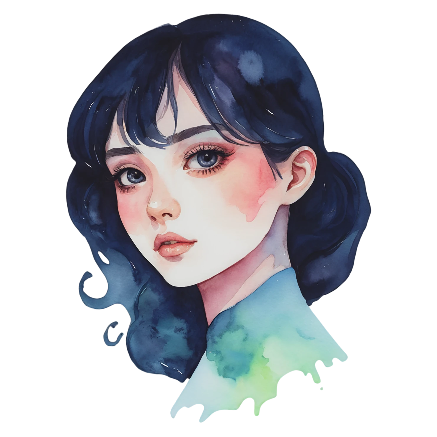 Girl watercolor sticker isolated on transparent background #17899