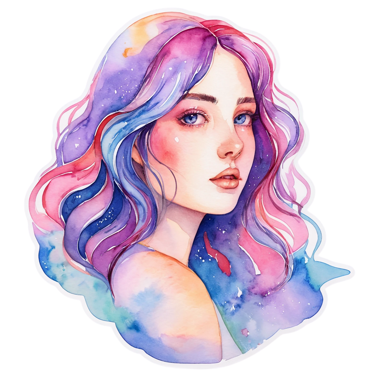 Girl watercolor sticker isolated on transparent background #17900