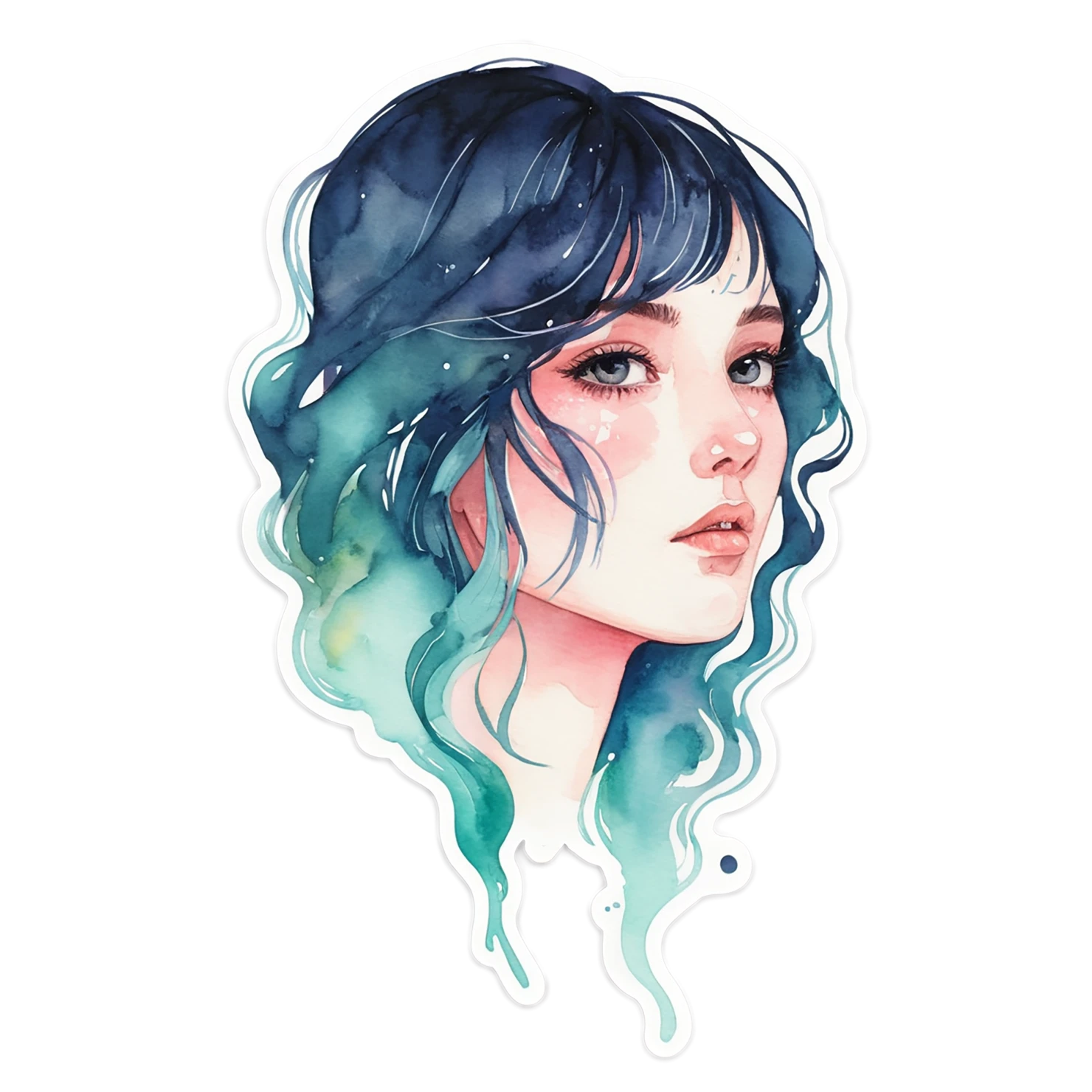 Girl watercolor sticker isolated on transparent background #17902