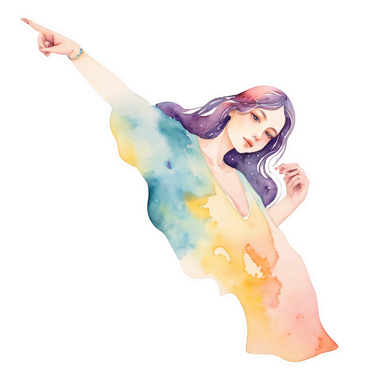 Girl watercolor sticker isolated on transparent background #17904