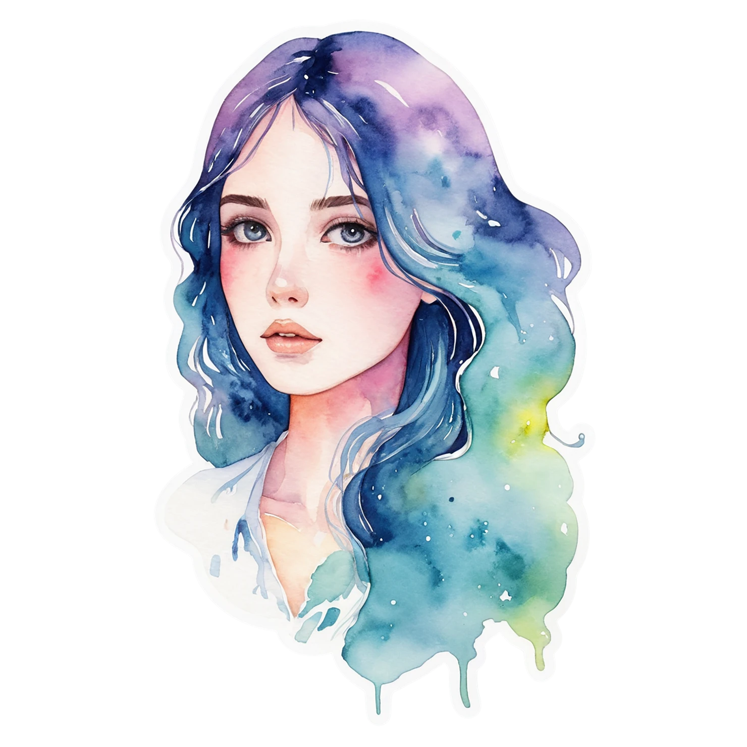 Girl watercolor sticker isolated on transparent background #17905