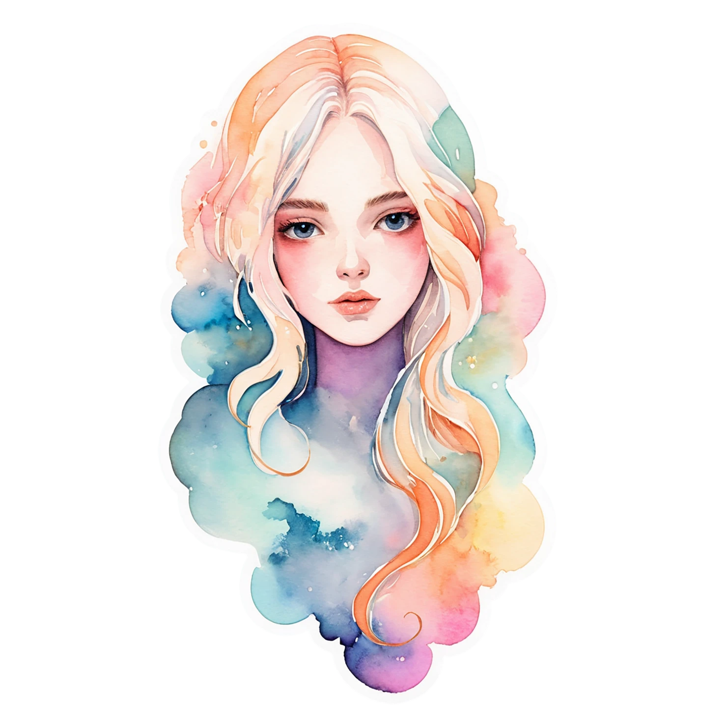 Girl watercolor sticker isolated on transparent background #17908